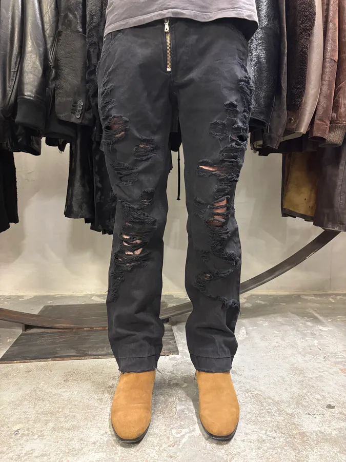 2000s Dolce & Gabbana Distressed Black Pants - Image 2