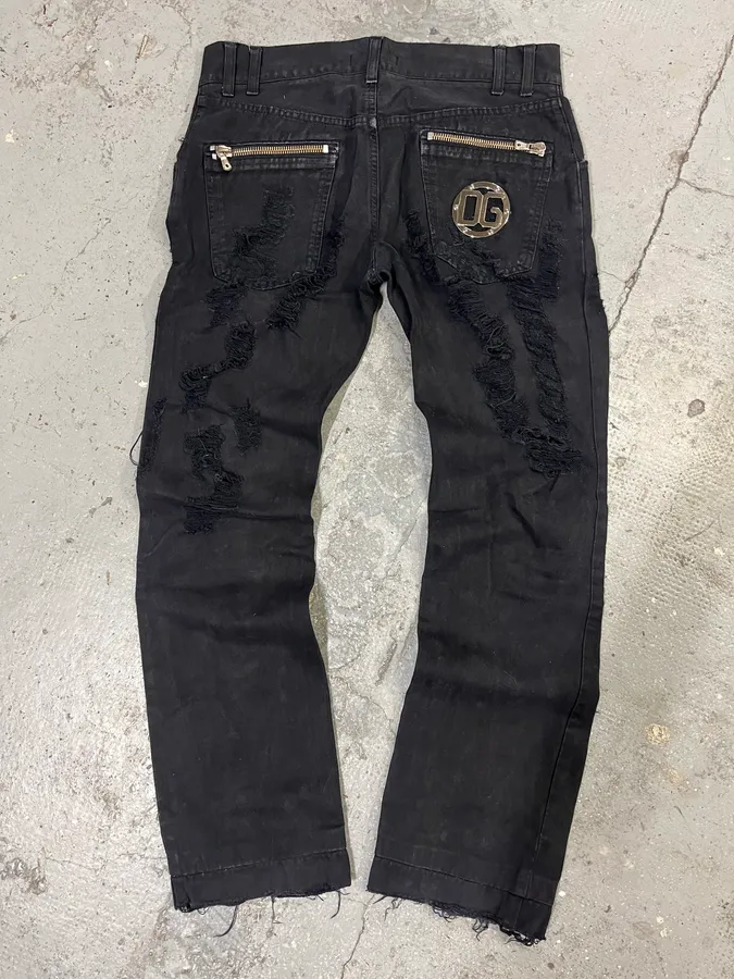2000s Dolce & Gabbana Distressed Black Pants - Image 7