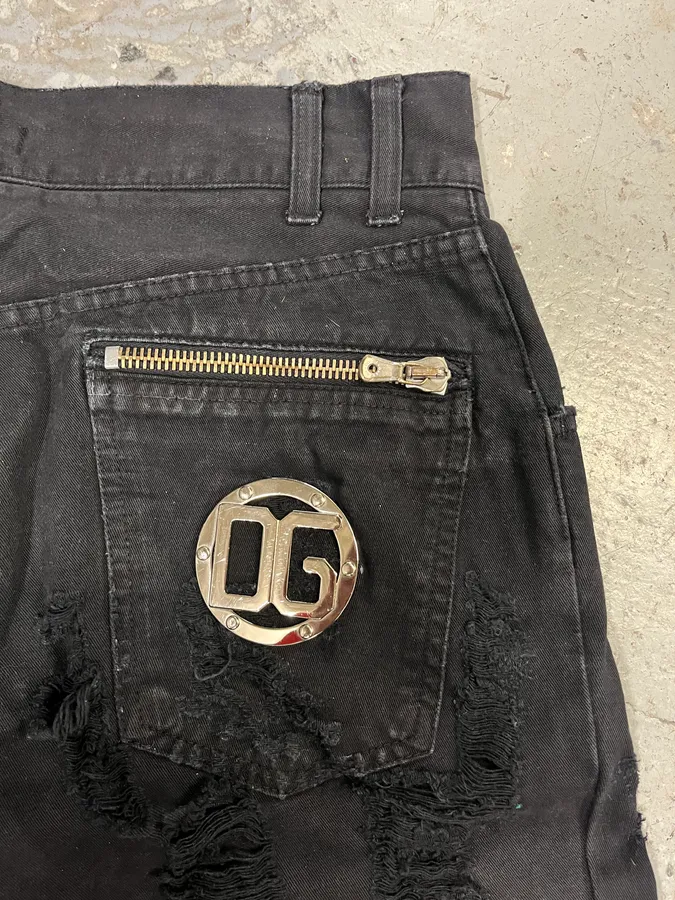 2000s Dolce & Gabbana Distressed Black Pants - Image 8