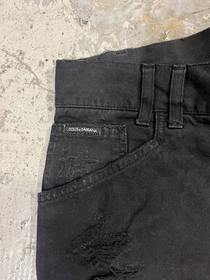 2000s Dolce & Gabbana Distressed Black Pants - Image 9