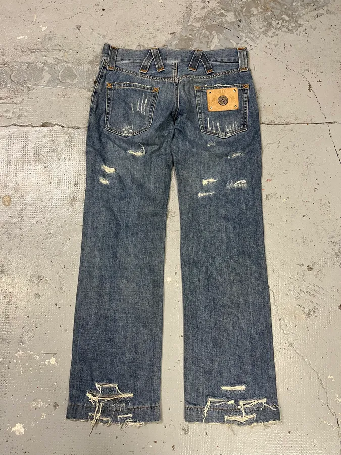 2000s Dolce & Gabbana Distressed Blue Denim Jeans - Image 8