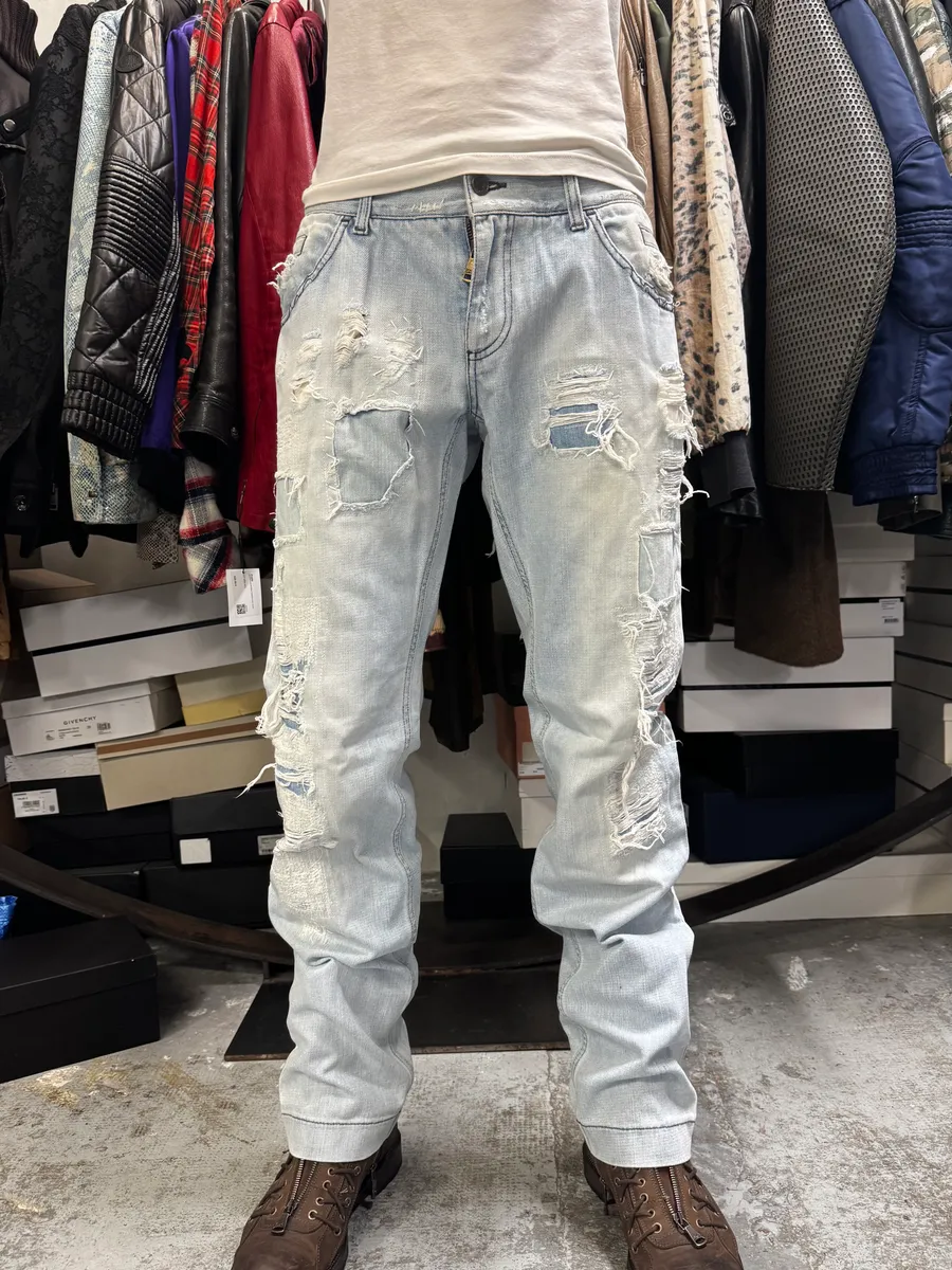 2000s Dolce & Gabbana Distressed Blue Denim Jeans - Image 2
