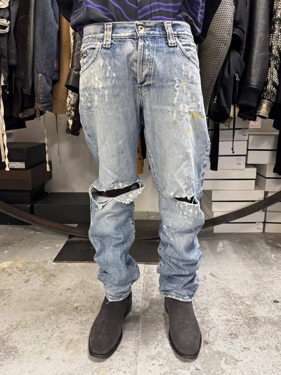 2000s Dolce & Gabbana Distressed Blue Denim Jeans - Image 2