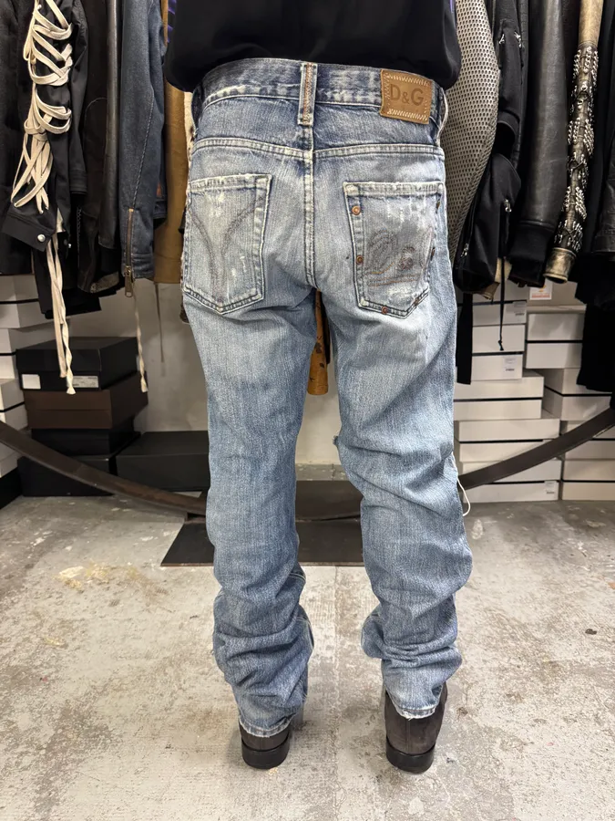 2000s Dolce & Gabbana Distressed Blue Denim Jeans - Image 5