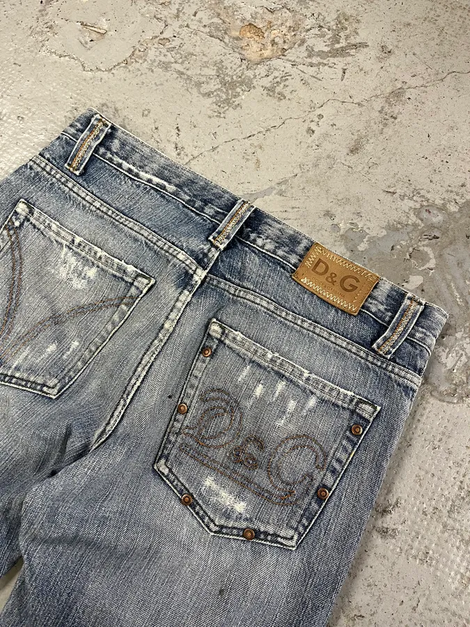 2000s Dolce & Gabbana Distressed Blue Denim Jeans - Image 9