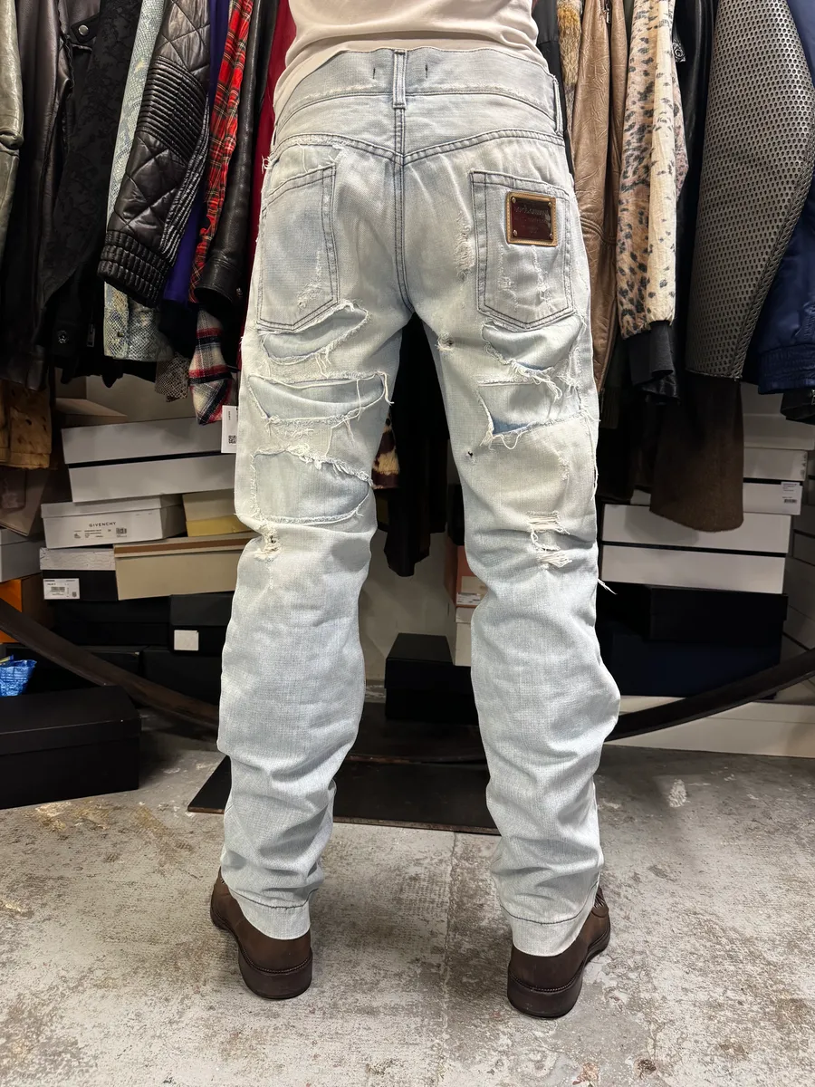 2000s Dolce & Gabbana Distressed Blue Denim Jeans - Image 3