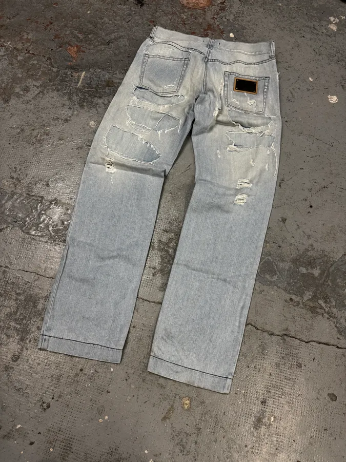 2000s Dolce & Gabbana Distressed Blue Denim Jeans - Image 7