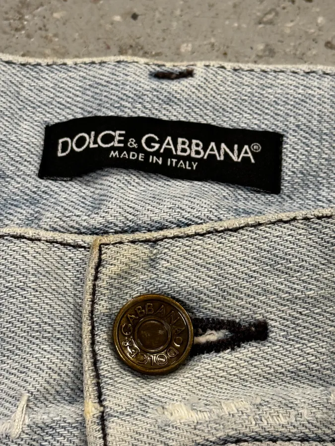 2000s Dolce & Gabbana Distressed Blue Denim Jeans - Image 9