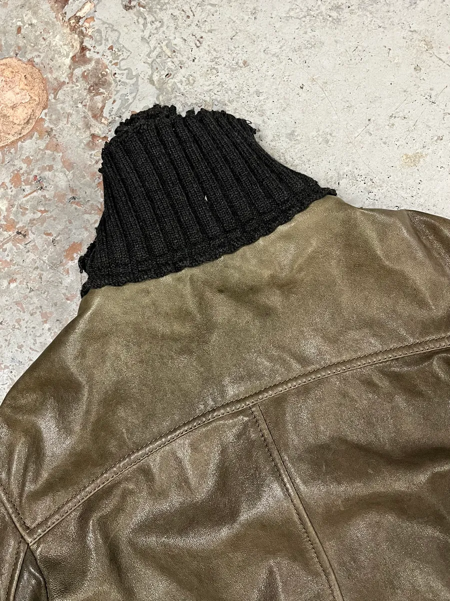2000s Dolce & Gabbana Distressed Brown Multi-Zip Leather Jacket - Image 7