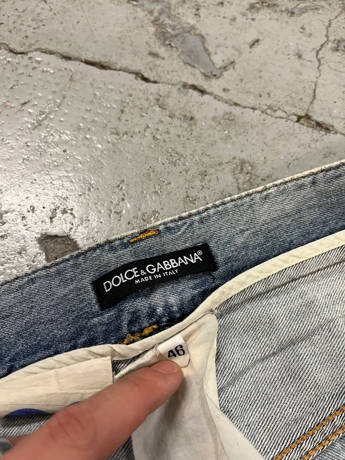 2000s Dolce & Gabbana Distressed Light Blue Jeans - Image 11