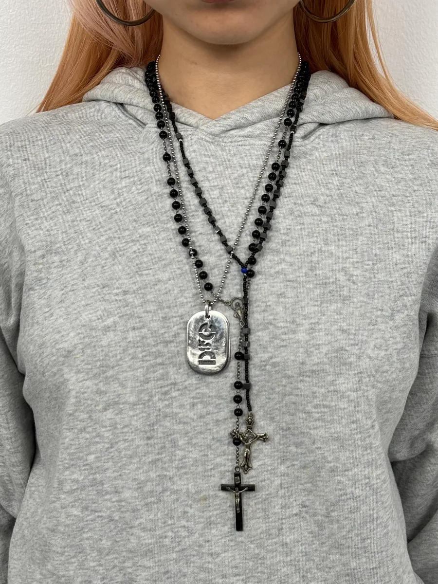 2000s Dolce & Gabbana Double Black Dog Tag Necklace - Image 2