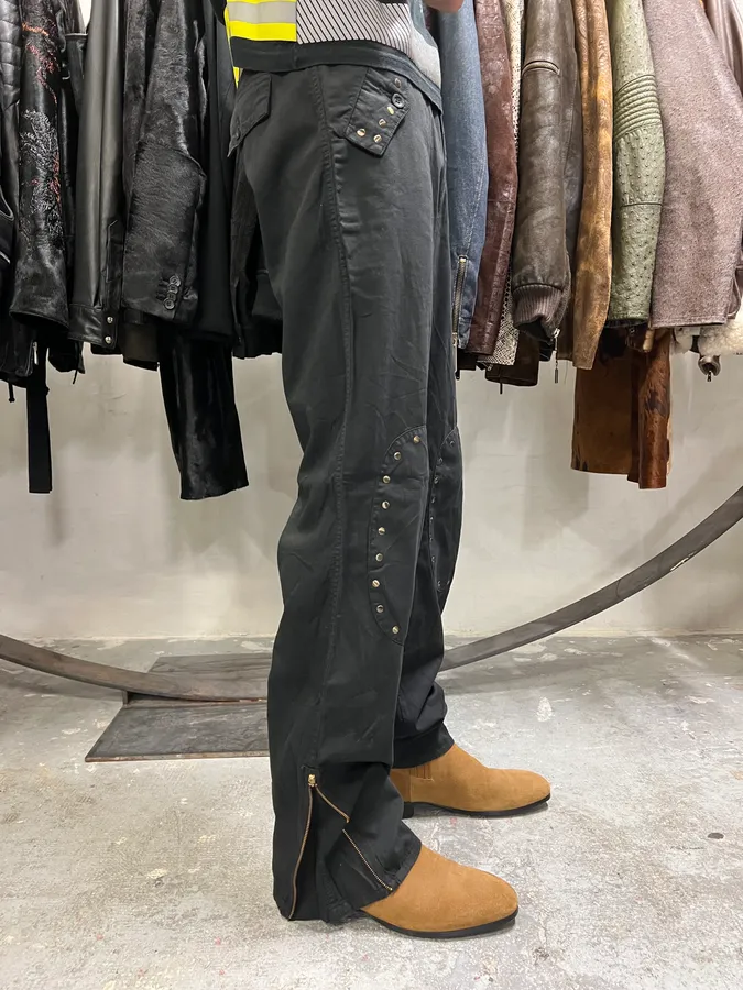 2000s Dolce & Gabbana Double Knee Black Cozy Pants - Image 3