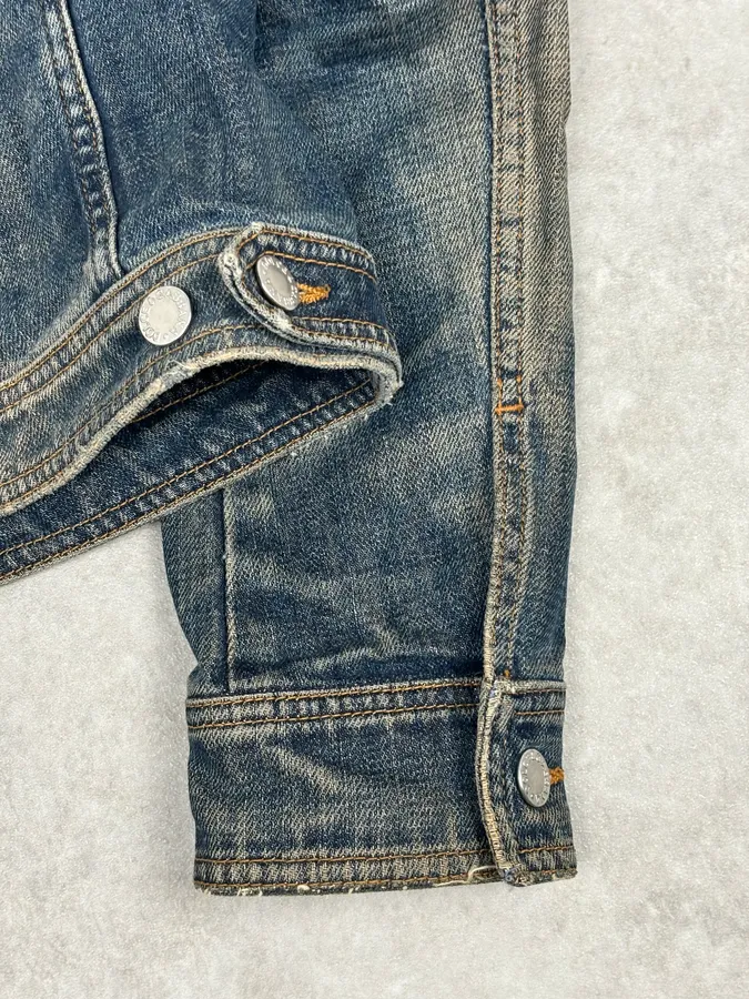 2000s Dolce & Gabbana Faded Blue Officer Cropped Denim Jacket - Image 10