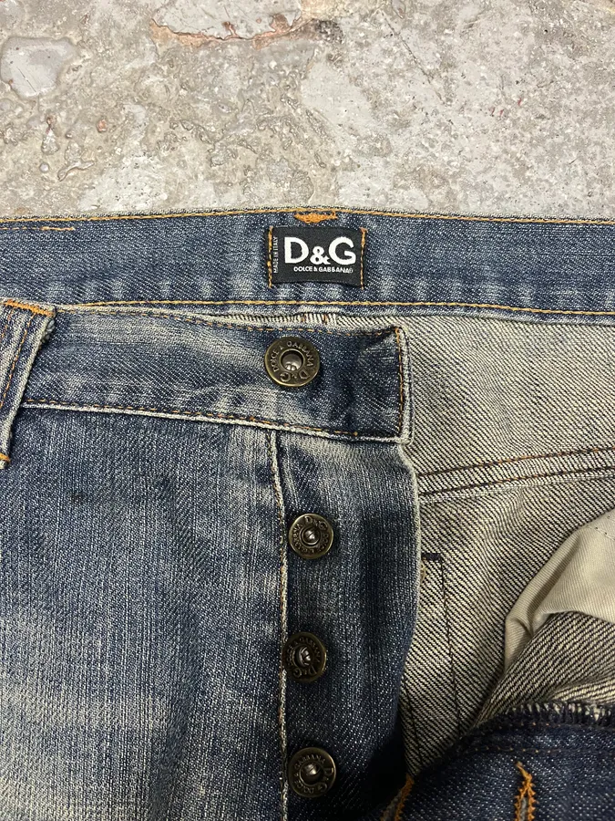 2000s Dolce & Gabbana Faded Distressed Denim Jeans - Image 11