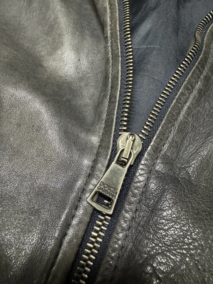 2000s Dolce & Gabbana Faded Grey Lamb Leather Premium Jacket - Image 11