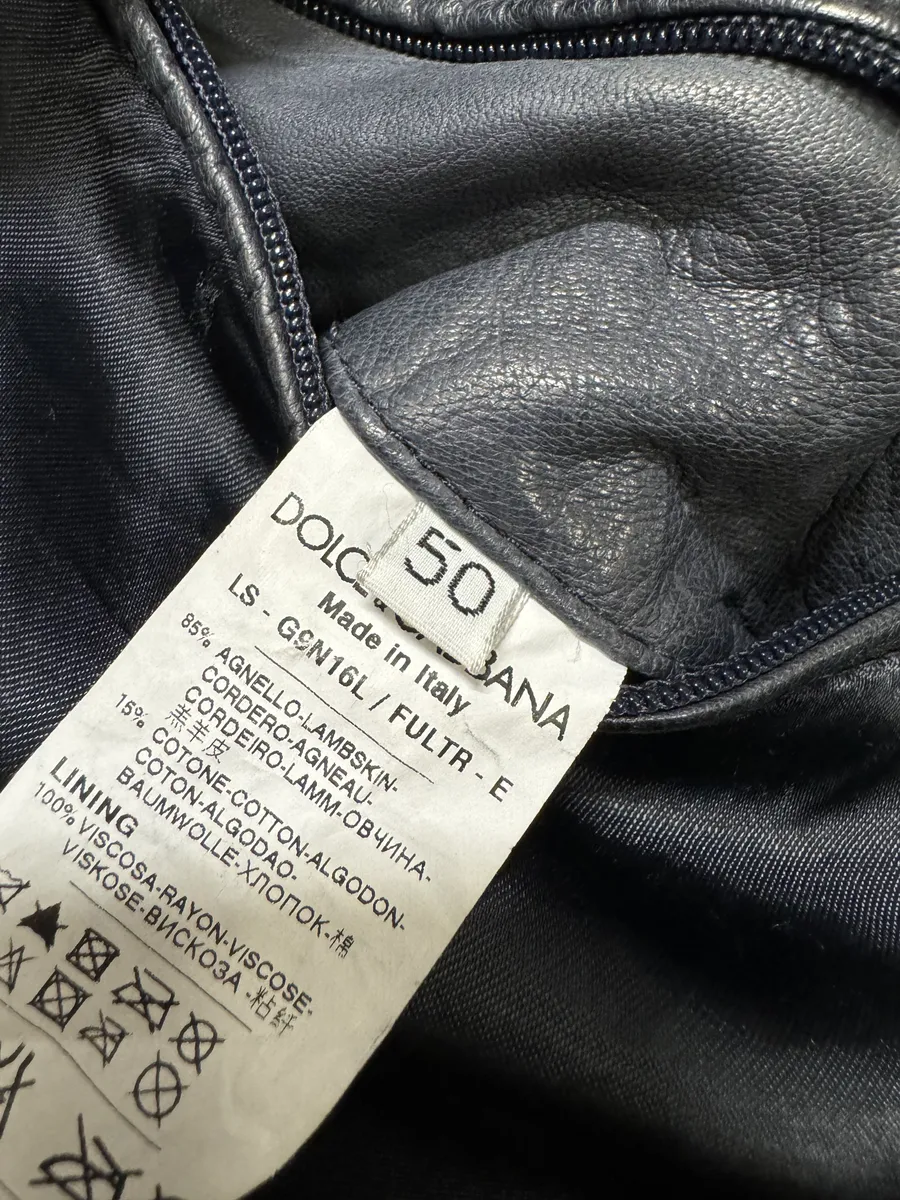 2000s Dolce & Gabbana Faded Grey Lamb Leather Premium Jacket - Image 13