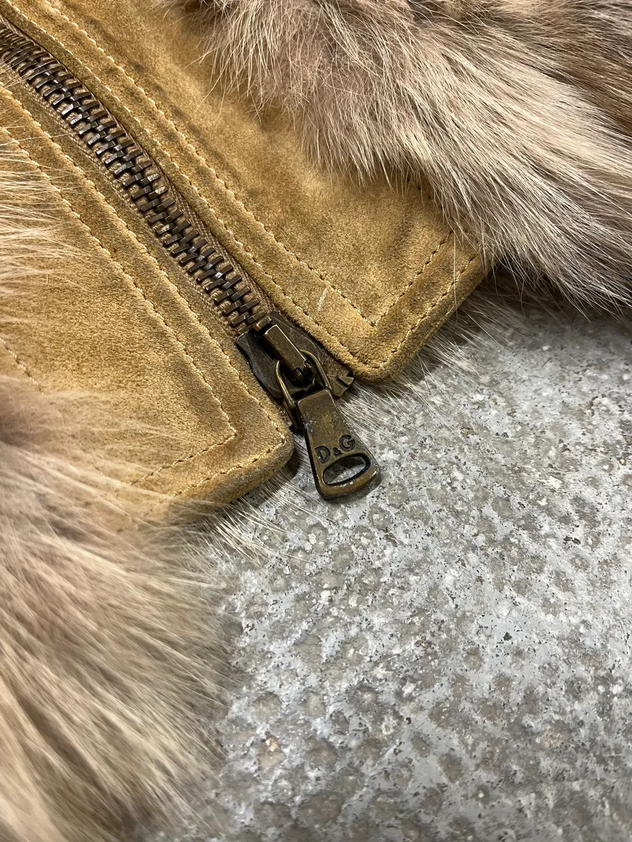 2000s Dolce & Gabbana Fox Fur Leather Jacket - Image 5