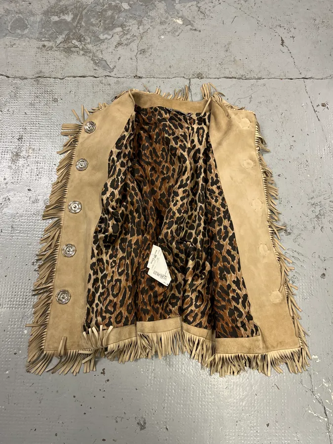 2000s Dolce & Gabbana Fringe Beige Suede Leather Jacket - Image 7