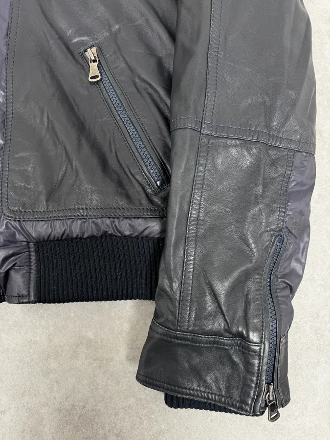 2000s Dolce & Gabbana Fur Hood Purple Hybrid Leather Bomber Jacket - Image 9