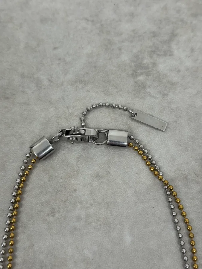 2000s Dolce & Gabbana Golden & Silver Dog Tag Necklace - Image 5