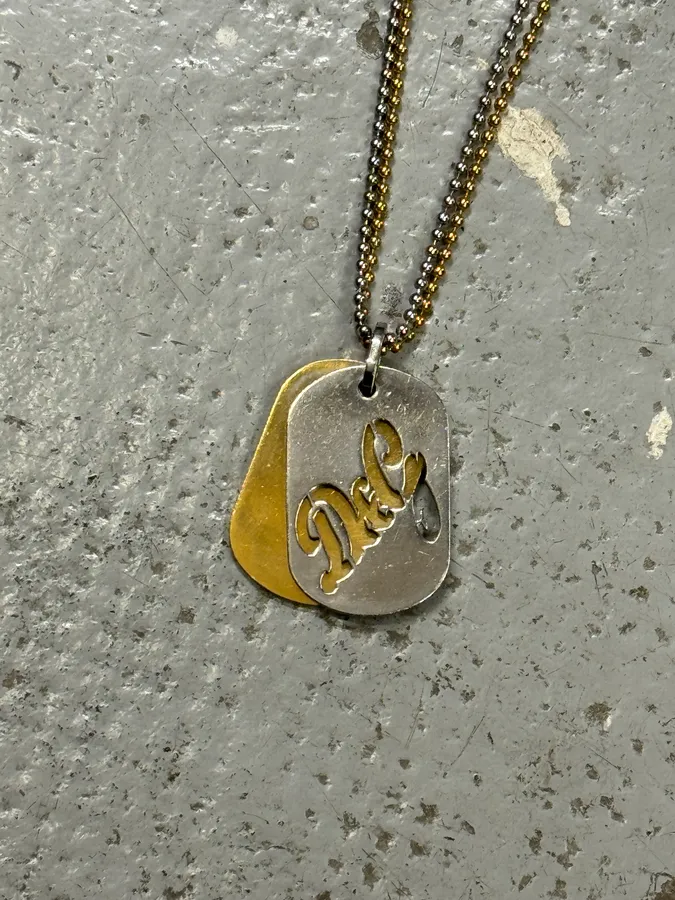 2000s Dolce & Gabbana Golden & Silver Dog Tags Necklace - Image 7
