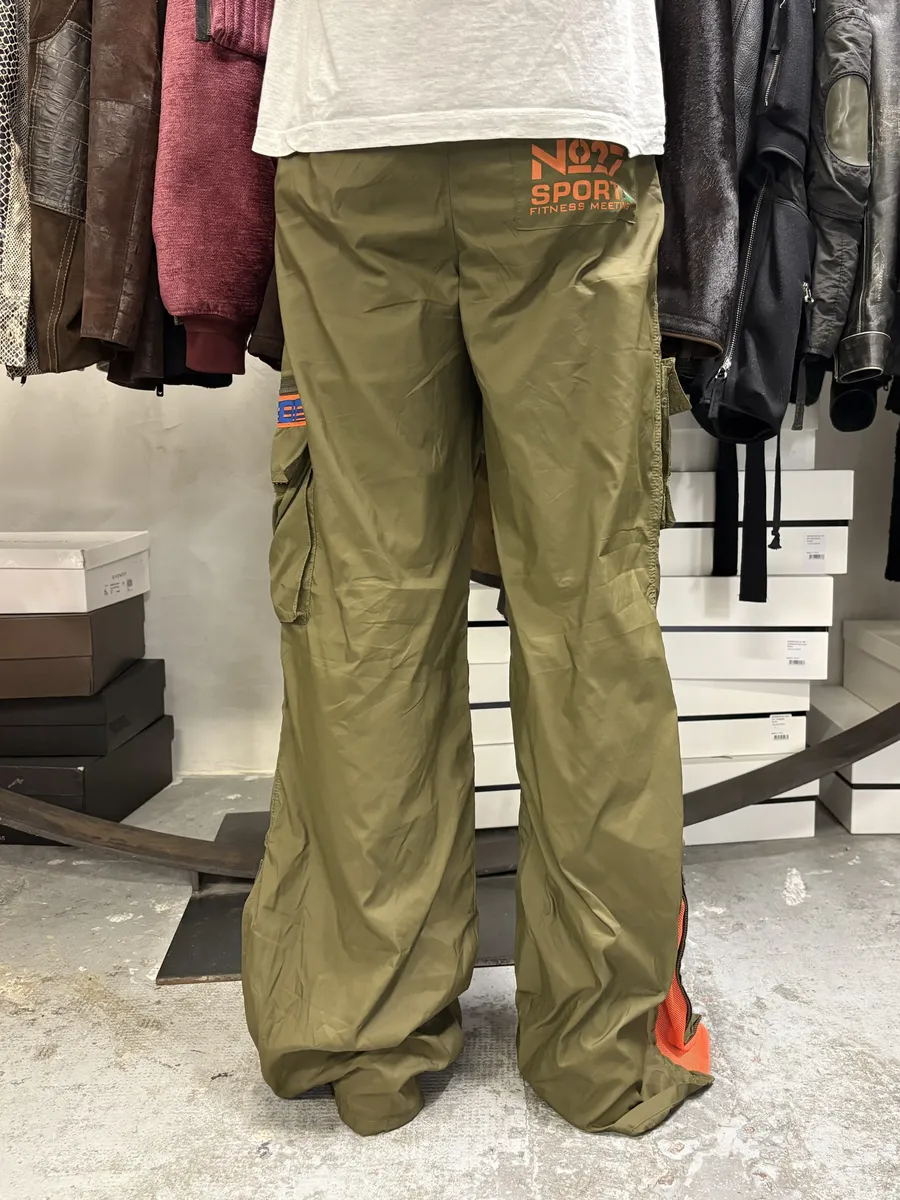 2000s Dolce & Gabbana Green & Orange Nylon Cargo Pants - Image 4