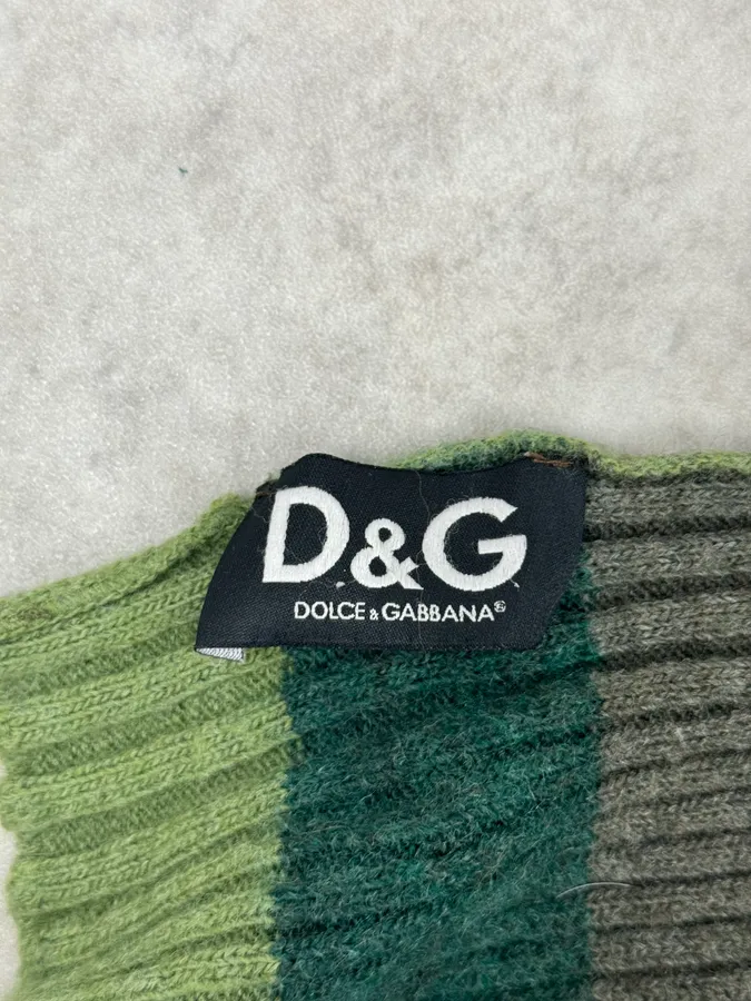 2000s Dolce & Gabbana Green Wool Forest Autumn Scarf - Image 5