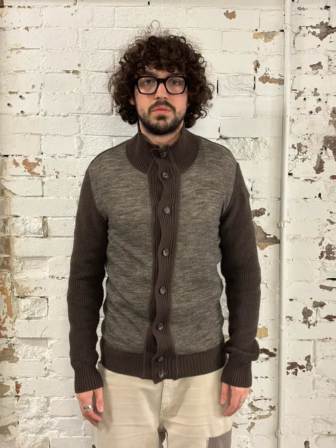 2000s Dolce & Gabbana Grey & Brown Cardigan Sweater - Image 2