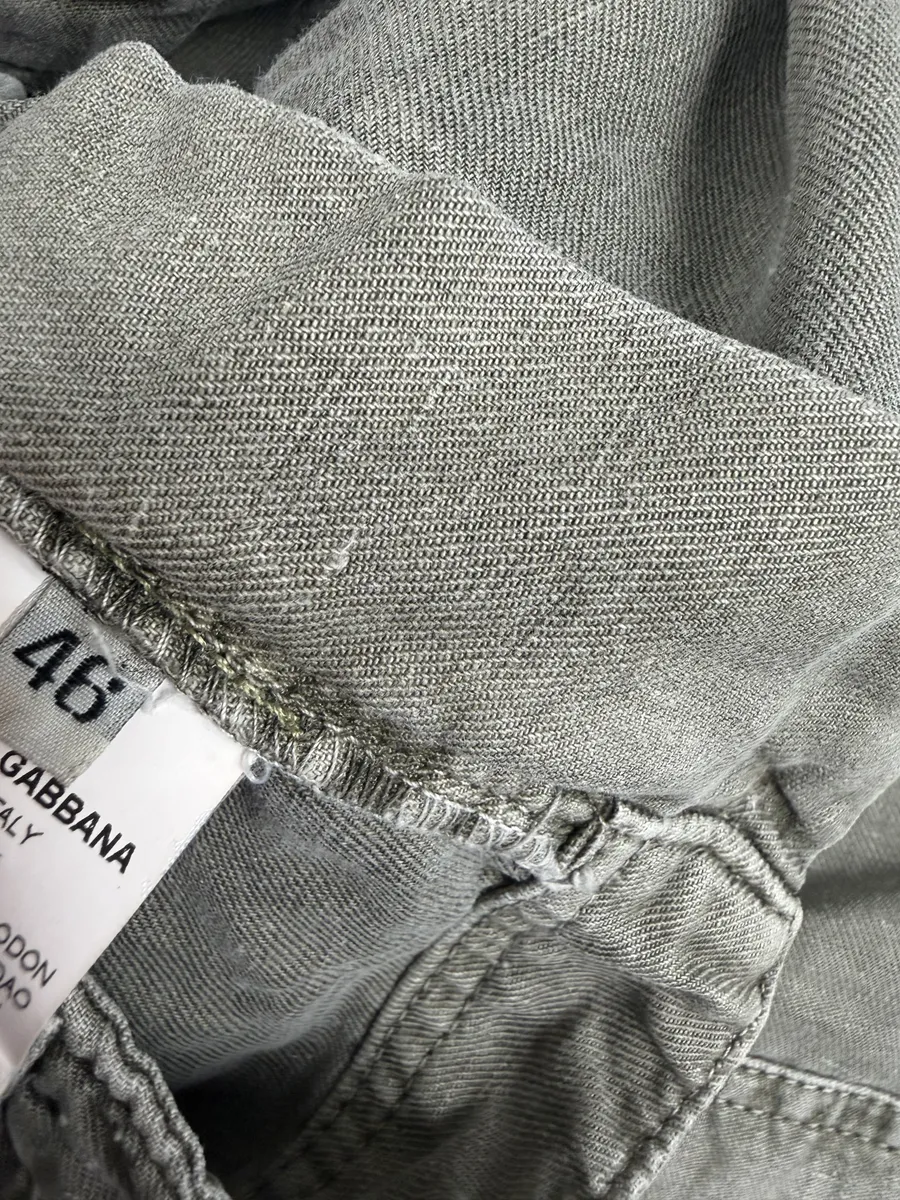 2000s Dolce & Gabbana Grey Cargo Linen Pants - Image 10