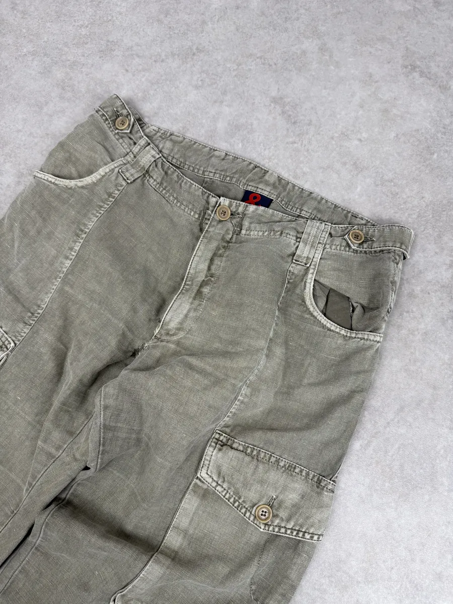 2000s Dolce & Gabbana Grey Cargo Linen Pants - Image 12