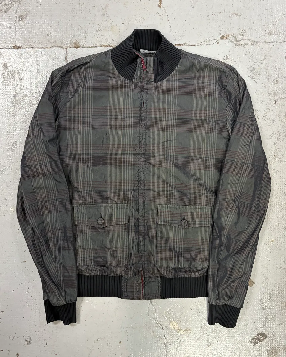 2000s Dolce & Gabbana Grey Checkered Nylon Jacket