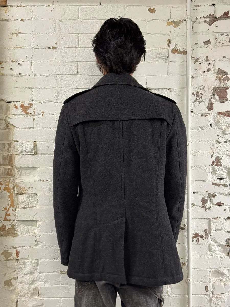 2000s Dolce & Gabbana Grey Classy Wool Caban Jacket - Image 3