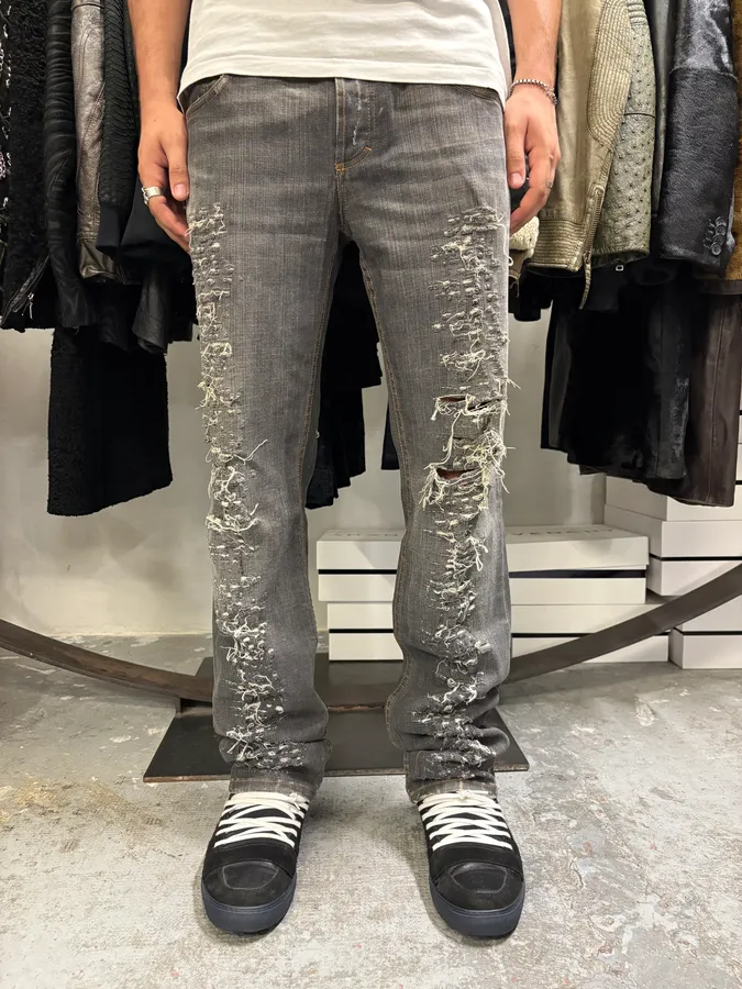 2000s Dolce & Gabbana Grey Distressed Denim Jeans - Image 2