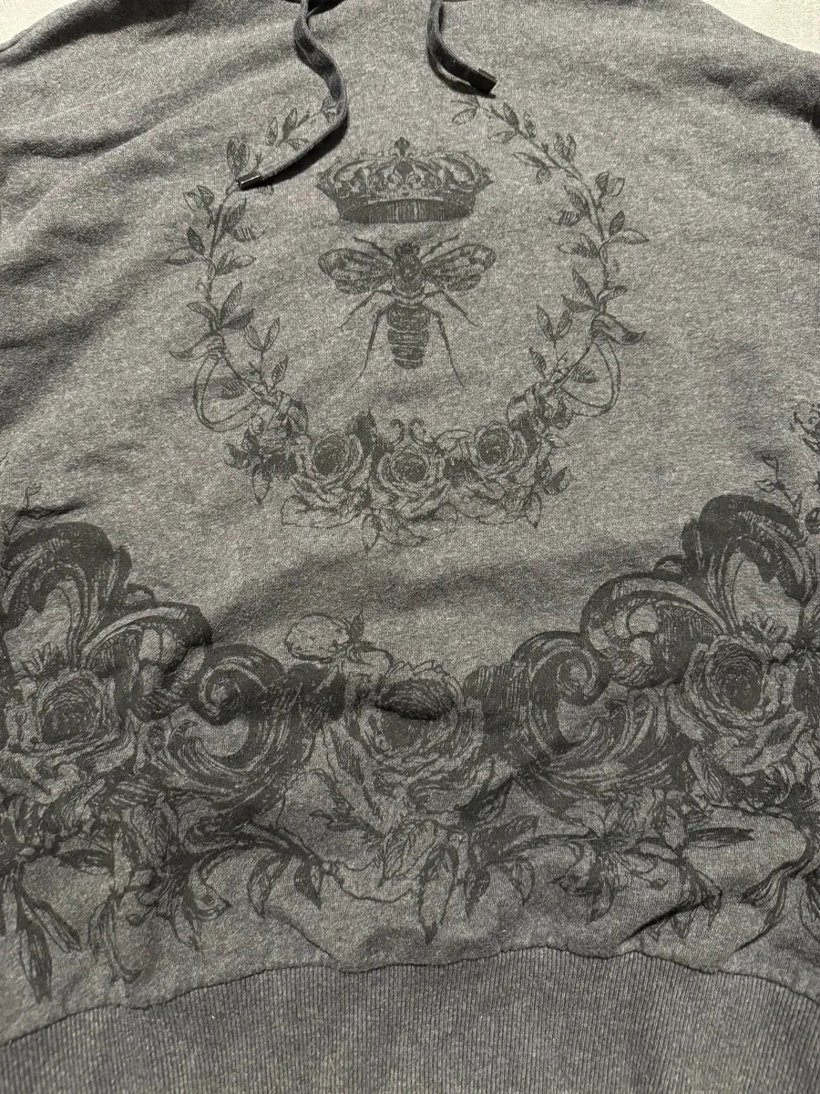 2000s Dolce & Gabbana Grey Floral Dramatic Hoodie - Image 11