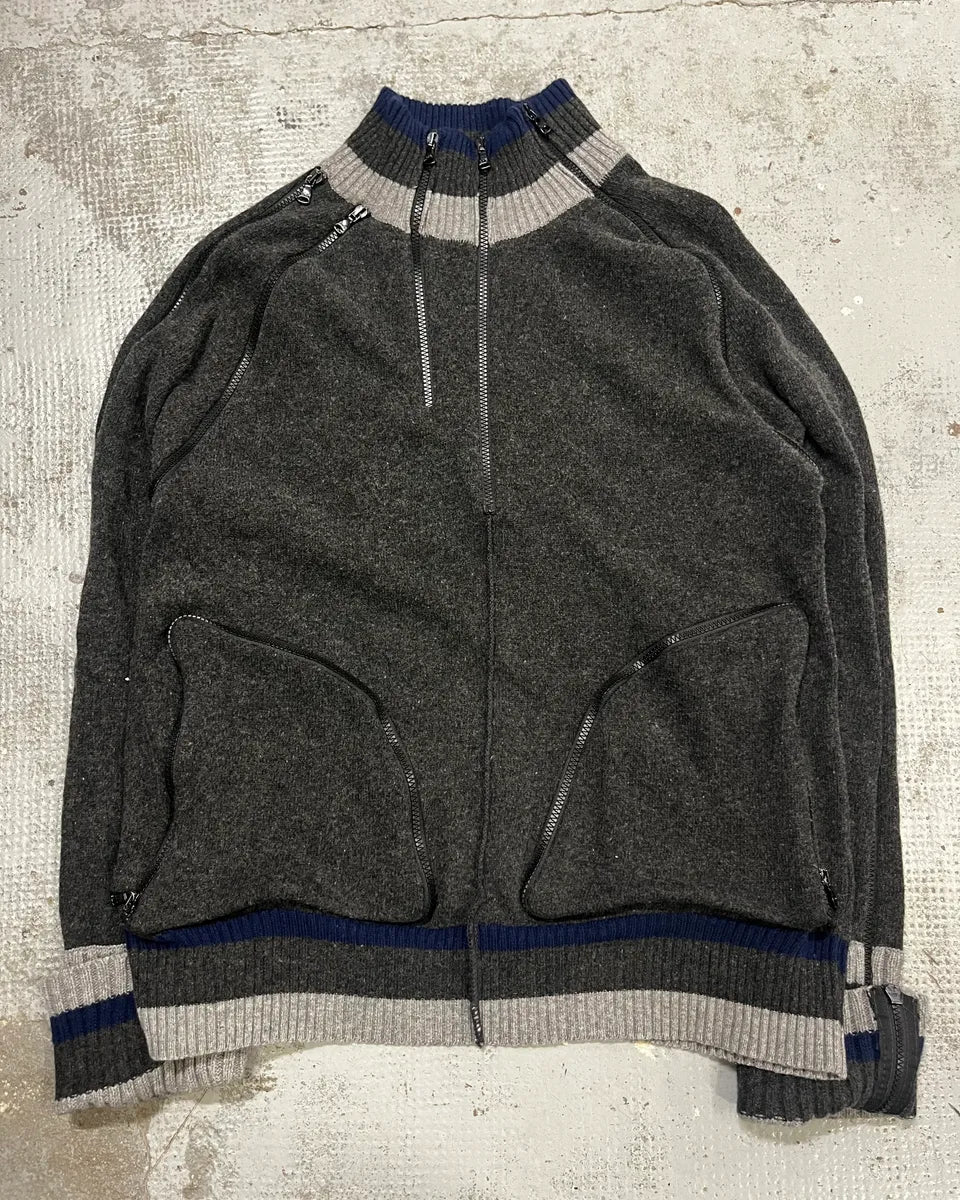 2000s Dolce & Gabbana Grey Multi-Zip Zip-Up Sweater - Image 4