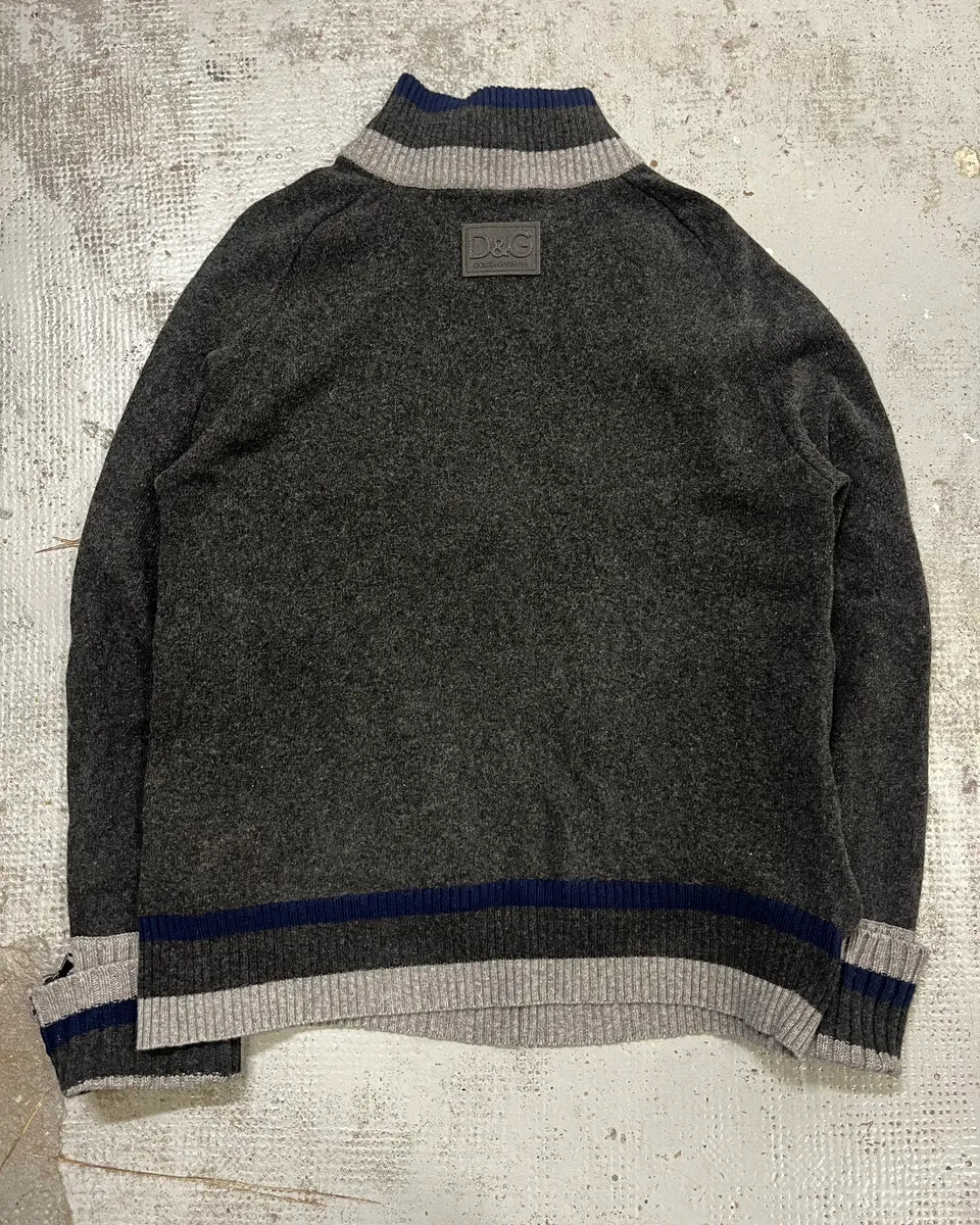 2000s Dolce & Gabbana Grey Multi-Zip Zip-Up Sweater - Image 9