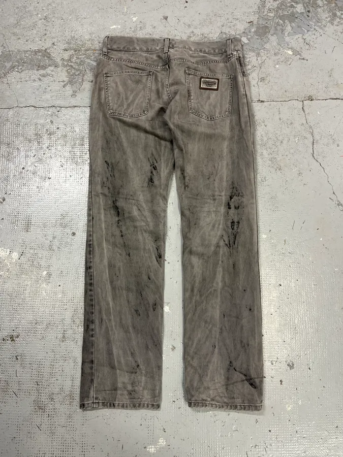 2000s Dolce & Gabbana Grey Painted Denim Jeans - Image 8
