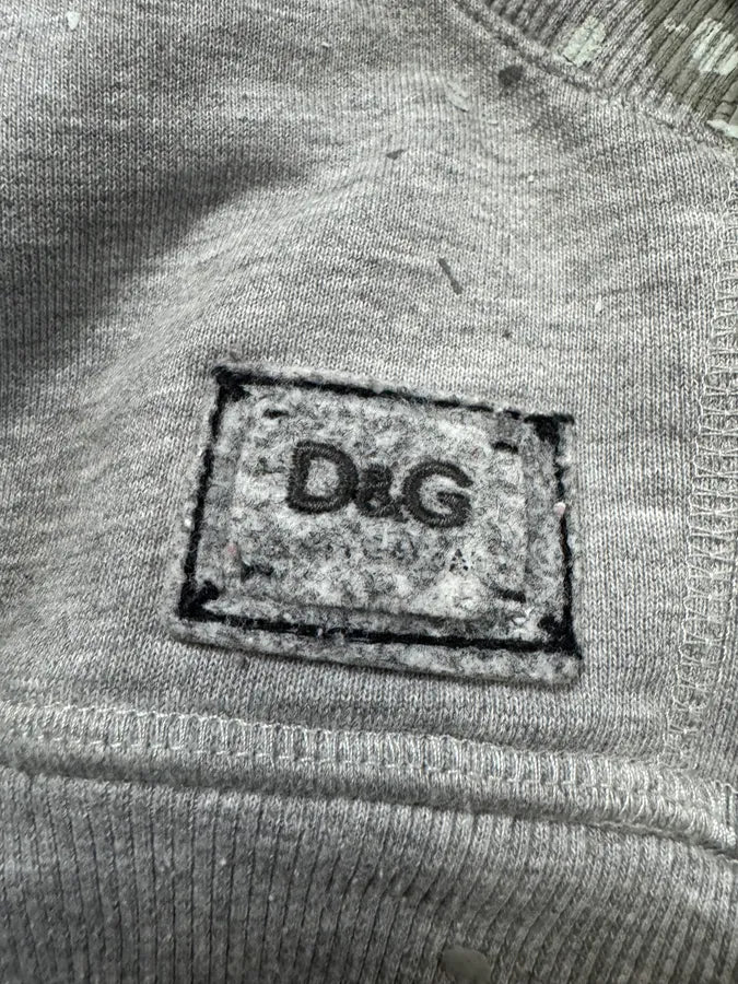 2000s Dolce & Gabbana Grey Painted Zip-up Hoodie - Image 8