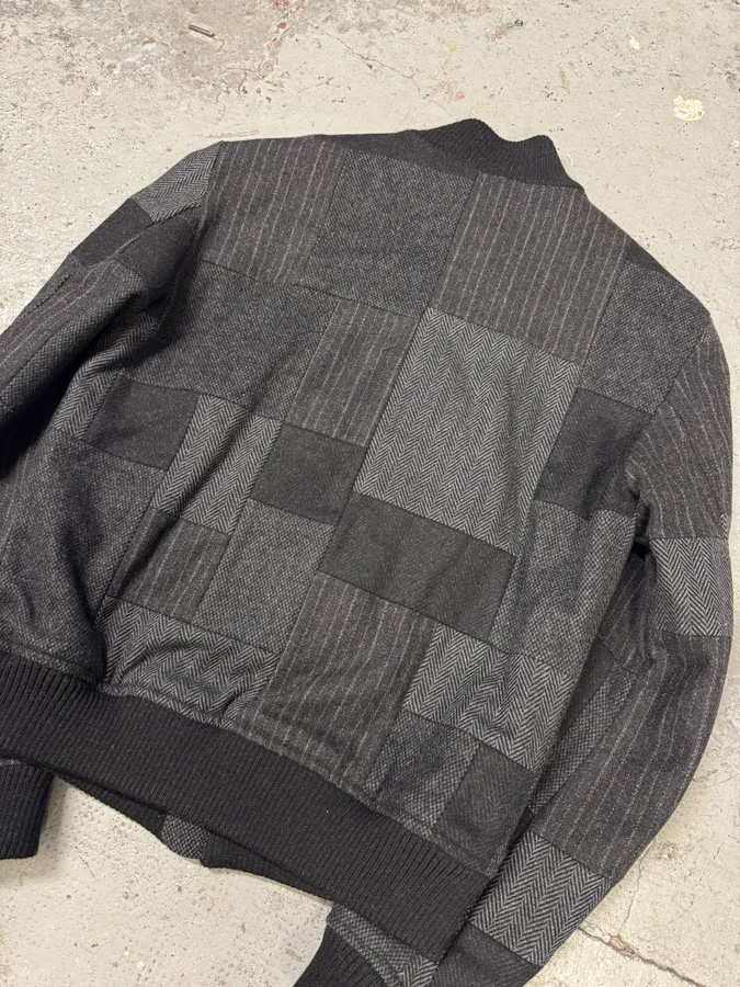 2000s Dolce & Gabbana Grey Patchwork Bomber Jacket - Image 6