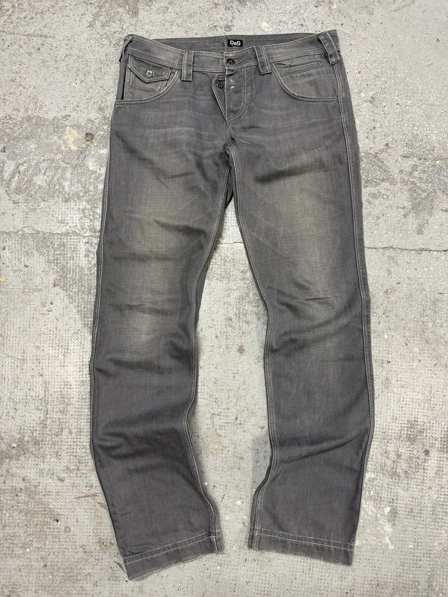 2000s Dolce & Gabbana Grey Raw Denim Straight Jeans - Image 2