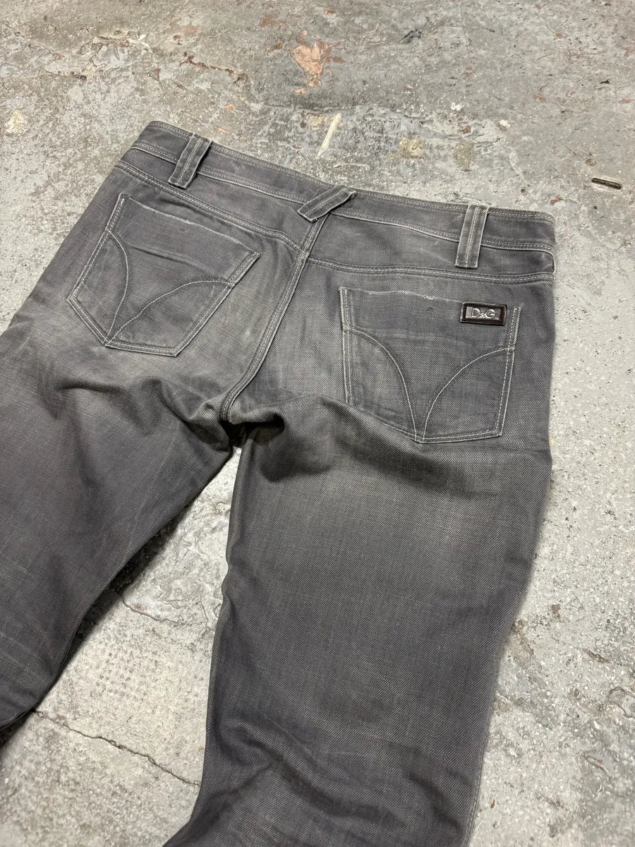 2000s Dolce & Gabbana Grey Raw Denim Straight Jeans - Image 5