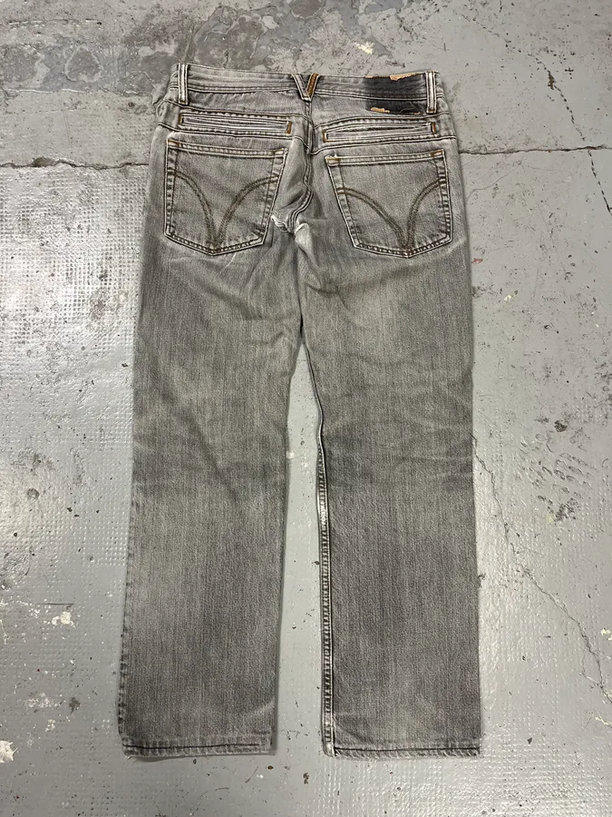 2000s Dolce & Gabbana Grey Ripped Denim Jeans - Image 8