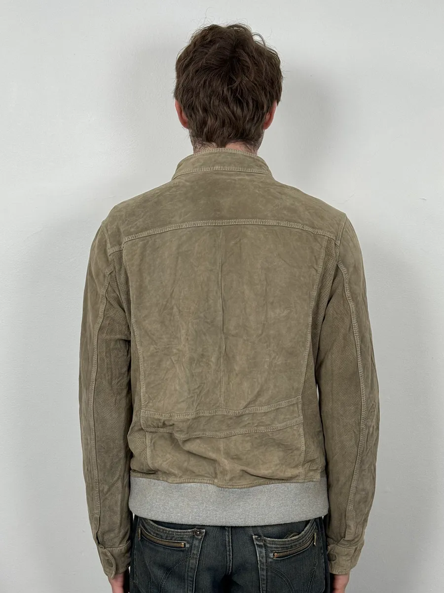 2000s Dolce & Gabbana Grey Suede Leather Jacket - Image 3
