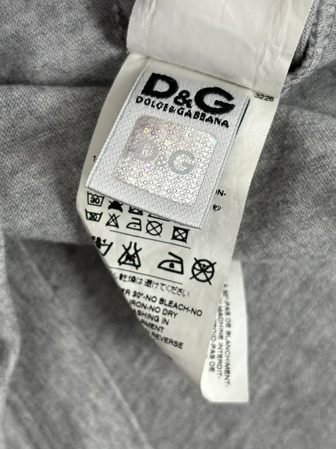 2000s Dolce & Gabbana Grey Tie Trompe Loeil T-Shirt - Image 10