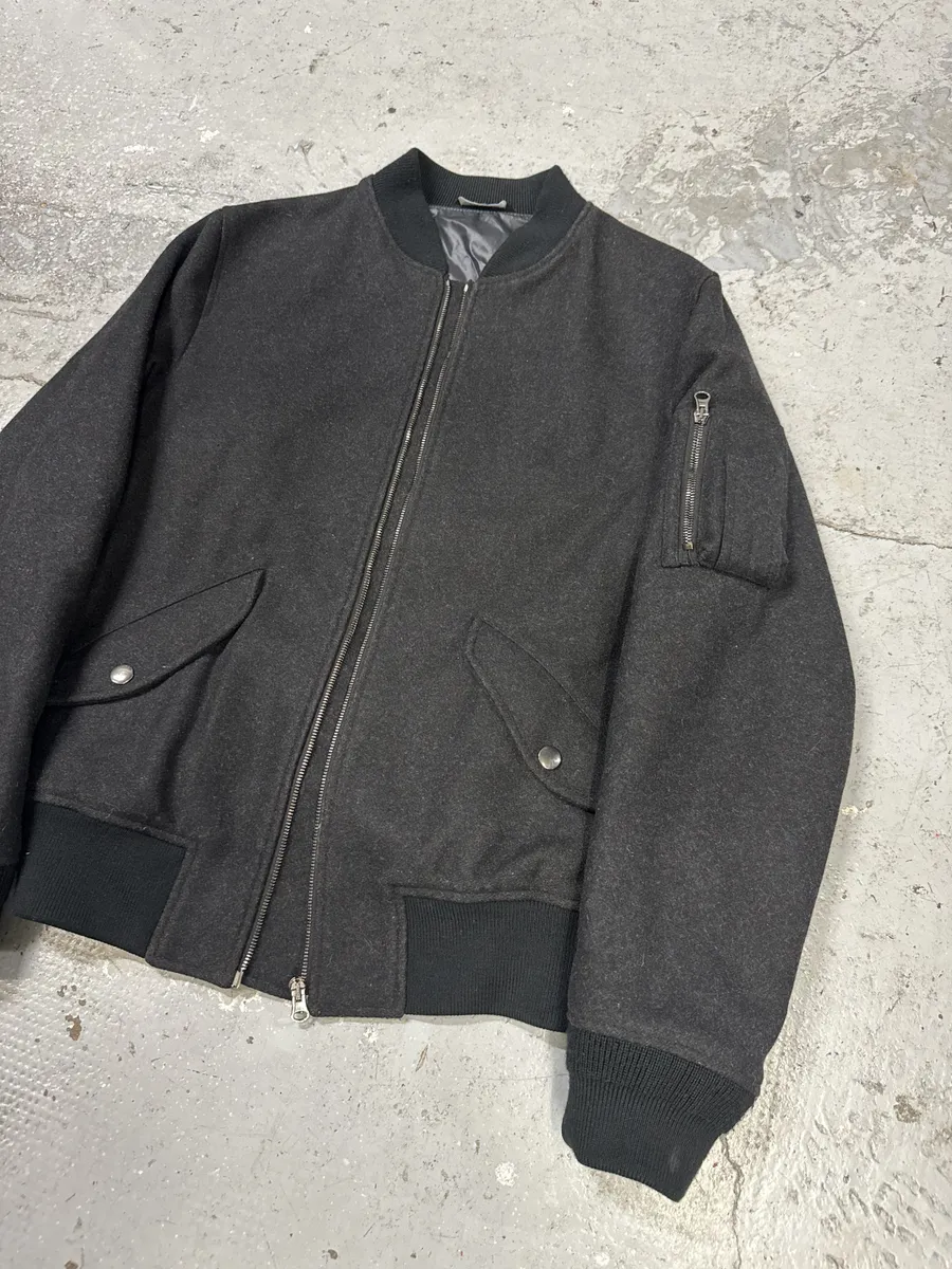 2000s Dolce & Gabbana Grey Wool Bomber Jacket - Image 11
