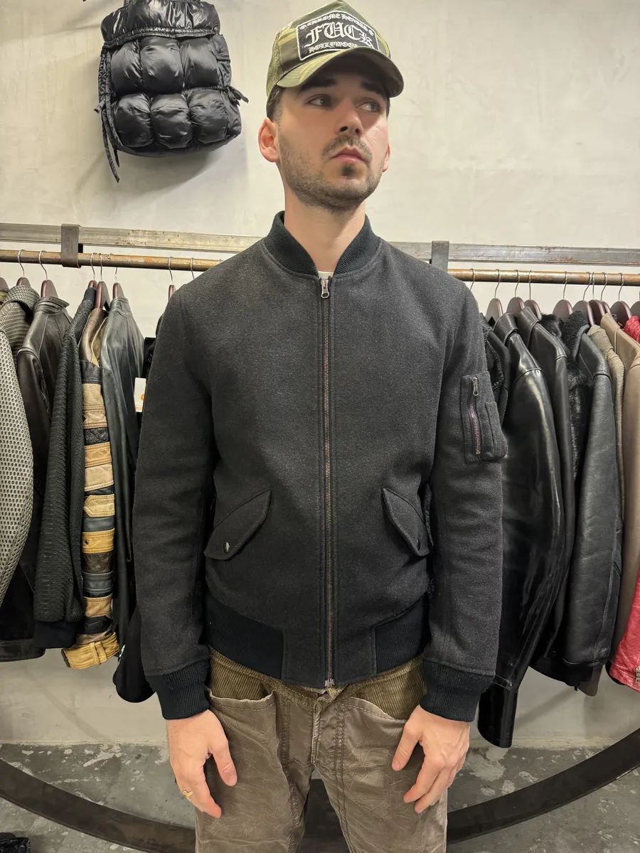 2000s Dolce & Gabbana Grey Wool Bomber Jacket - Image 2