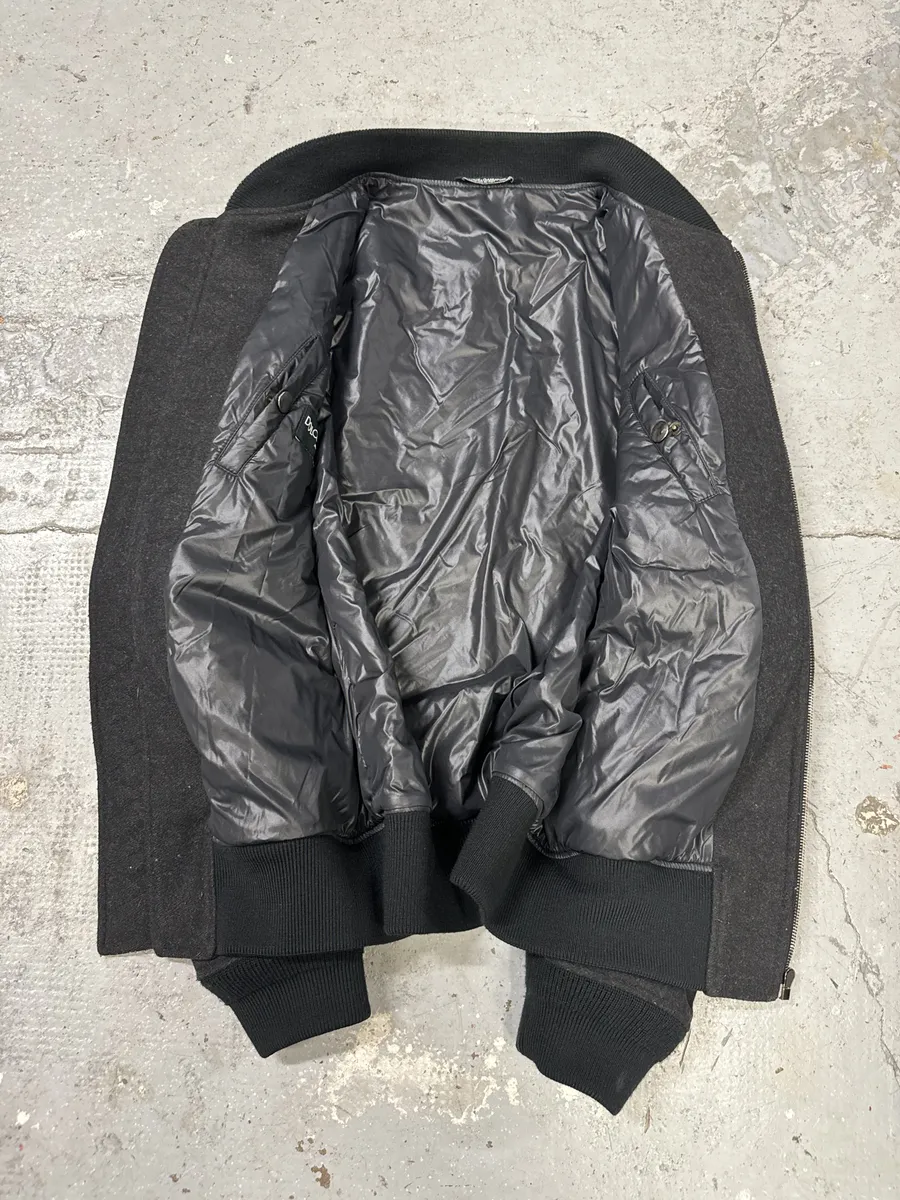 2000s Dolce & Gabbana Grey Wool Bomber Jacket - Image 9