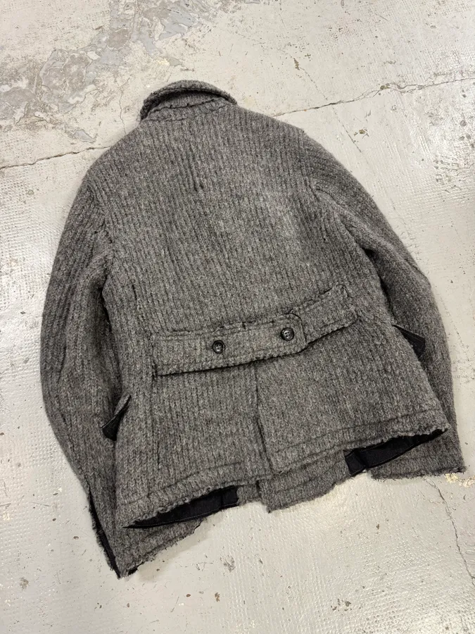 2000s Dolce & Gabbana Grey Wool Buttoned Peacoat Jacket - Image 6