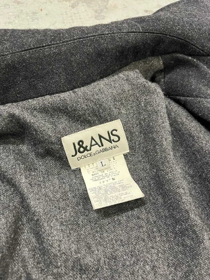 2000s Dolce & Gabbana Grey Wool Cargo Zip-up Jacket - Image 9
