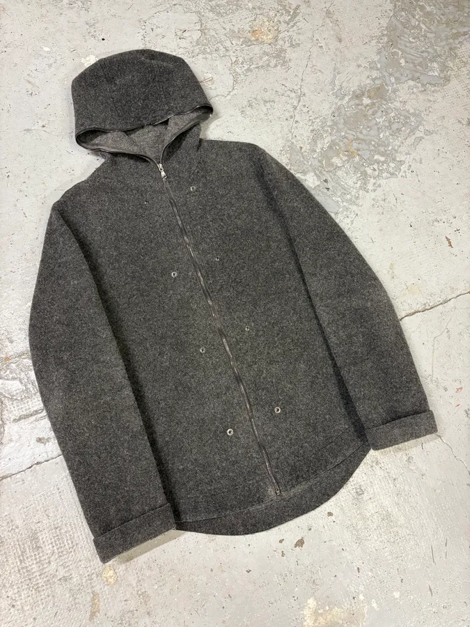 2000s Dolce & Gabbana Grey Wool Zip-up Hoodie Jacket - Image 5